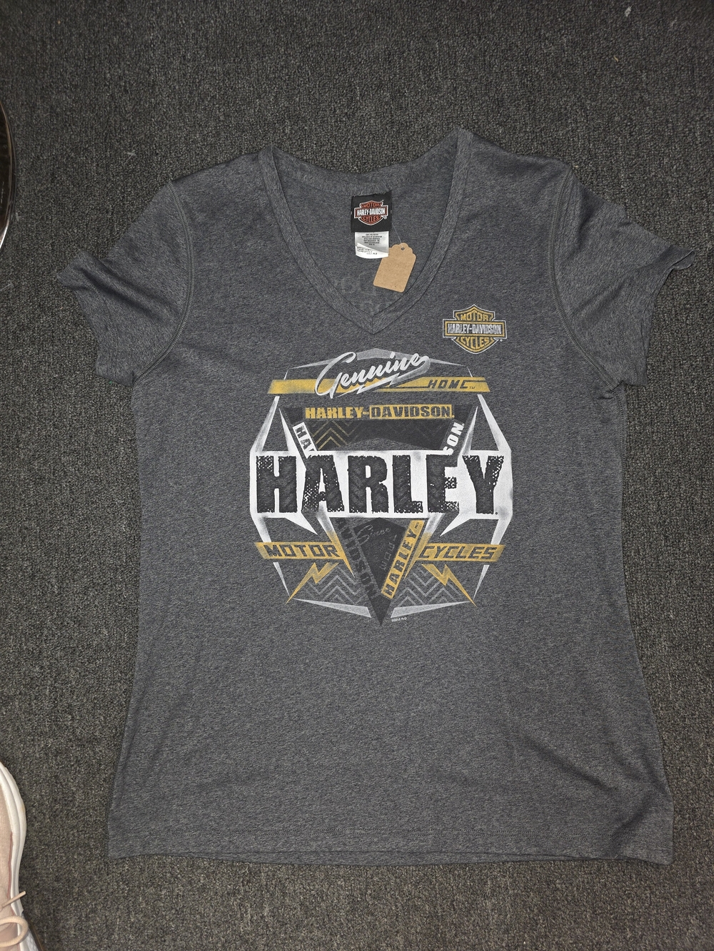 Harley-Davidson Women's Gray Graphic V-Neck Tee